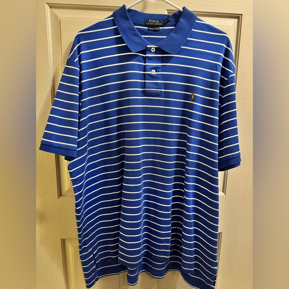 Polo by Ralph Lauren Pima Soft Touch Polo XXL - Blue /White Stripe